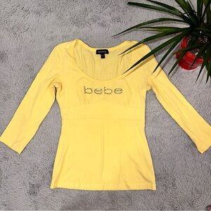 Bebe 3/4 sleeves yellow top